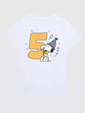Dětské tričko s potiskem Peanuts k 5. narozeninám s krátkým rukávem