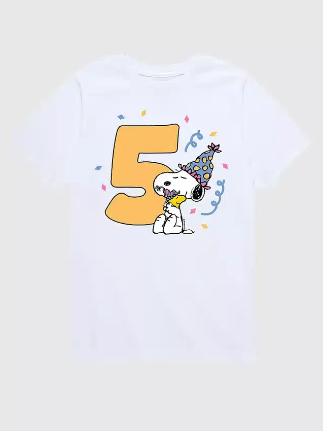 Dětské tričko s potiskem Peanuts k 5. narozeninám s krátkým rukávem