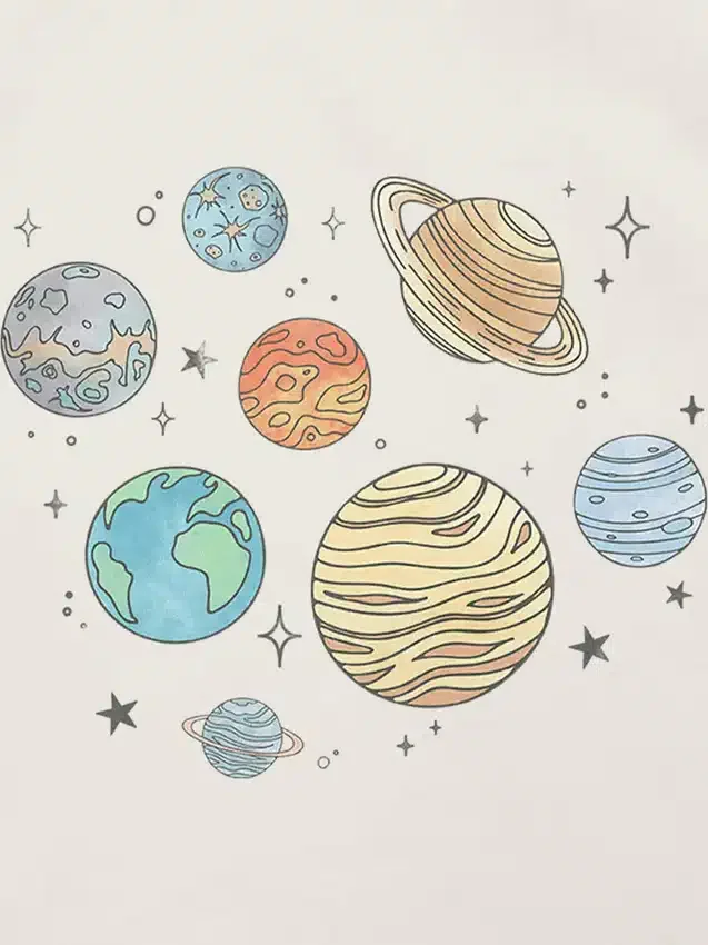 Dětské tričko s potiskem „Planets Jumble“