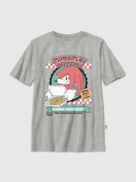 Dětské tričko s potiskem Sonic the Hedgehog: Knuckles a pizza