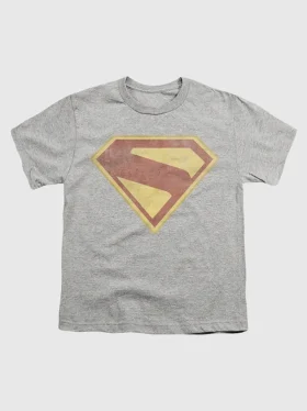 Dětské tričko Superman 2025 s logem a plnobarevným grafickým motivem v opotřebovaném stylu