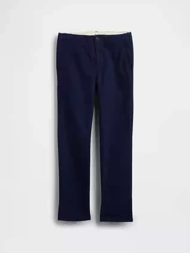 Dětské uniformní khaki kalhoty s rovným střihem a elastickým materiálem