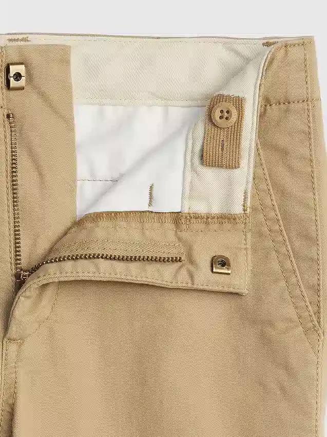 Dětské uniformní khaki kalhoty s rovným střihem a elastickým materiálem