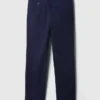 Dětské uniformní khaki kalhoty s rovným střihem a elastickým materiálem