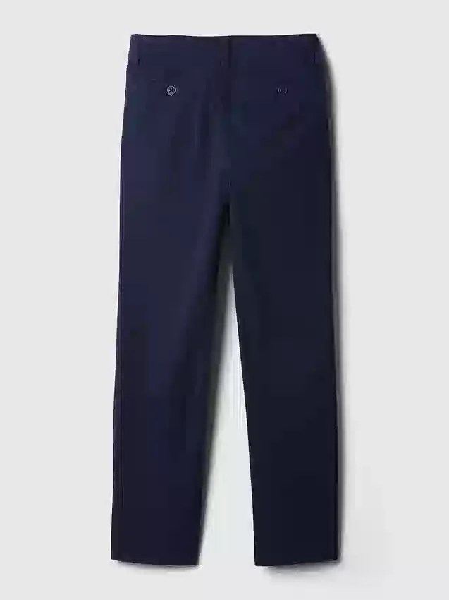 Dětské uniformní khaki kalhoty s rovným střihem a elastickým materiálem