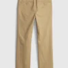 Dětské uniformní khaki kalhoty s rovným střihem a elastickým materiálem