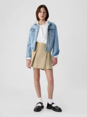 Dětská uniformní plisovaná khaki sukně-šortky