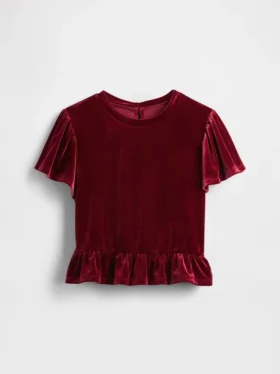 Dětská velurová peplumová topa