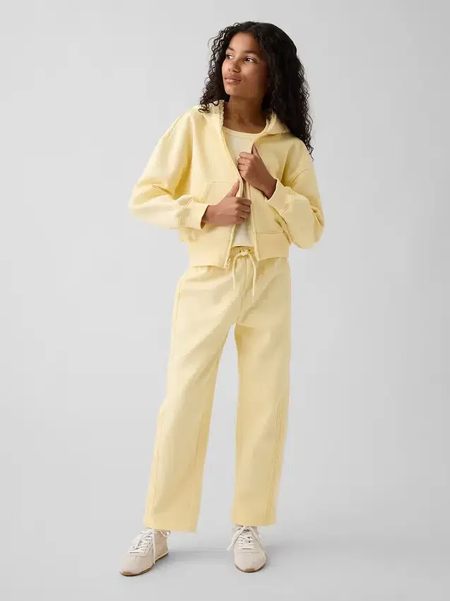 Dětské volné joggerové kalhoty Vintagesoft s krajkovým lemem