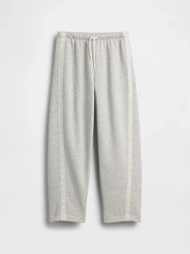Dětské volné joggerové kalhoty Vintagesoft s krajkovým lemem