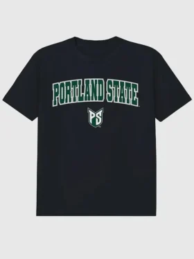Černé tričko s potiskem Arch Logo Portland State University ve tvaru oblouku