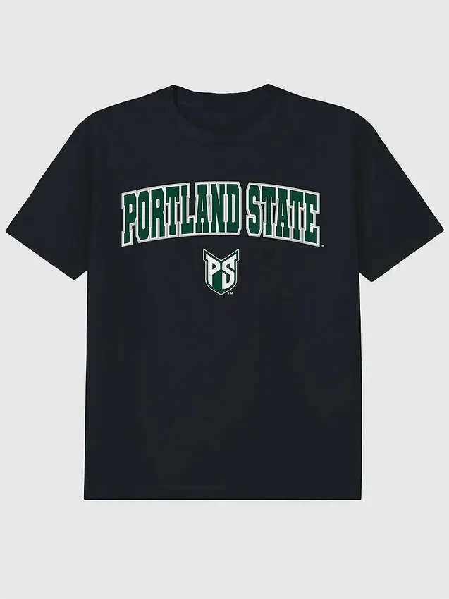 Černé tričko s potiskem Arch Logo Portland State University ve tvaru oblouku