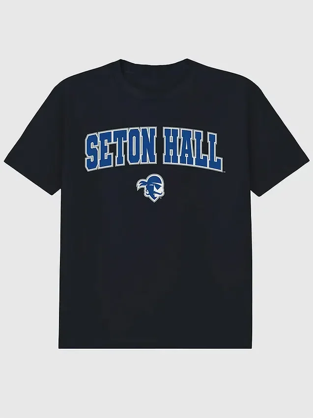 Černé tričko s potiskem Arch Logo univerzity Seton Hall