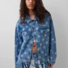 GAP × Awake NY Oversized džínová bunda s ikonickým puntíkovaným vzorem