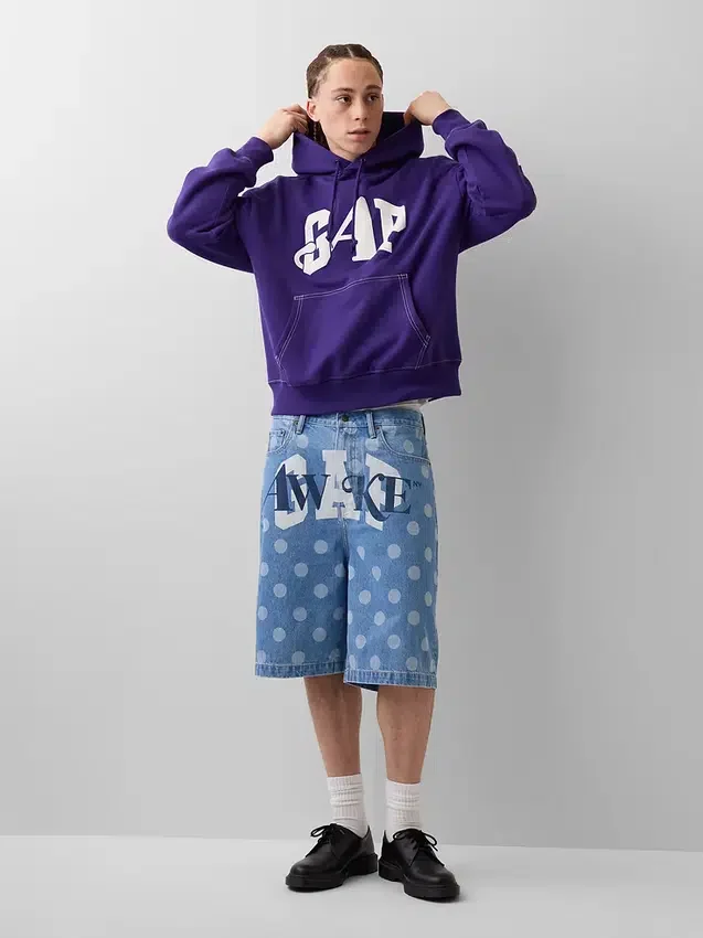 GAP × Awake Ny Těžká mikina s kapucí a nadměrným logem