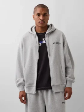 GAP × Awake Ny – těžká oversized mikina s kapucí a zipem s logem