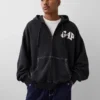 GAP × Awake Ny – těžká oversized mikina s kapucí a zipem s logem