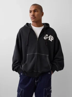 GAP × Awake Ny – těžká oversized mikina s kapucí a zipem s logem