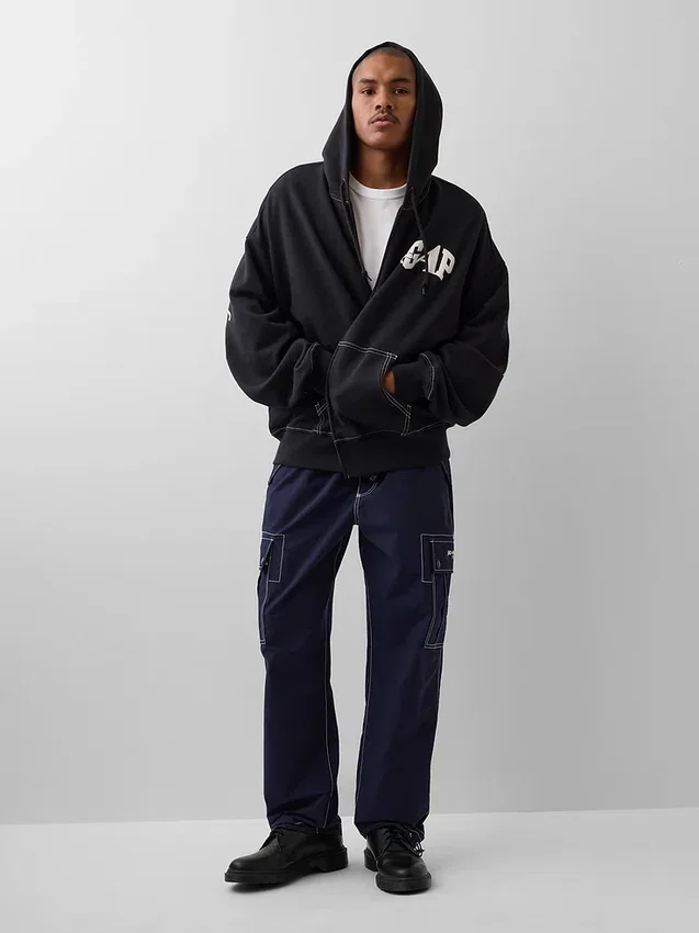 GAP × Awake Ny – těžká oversized mikina s kapucí a zipem s logem