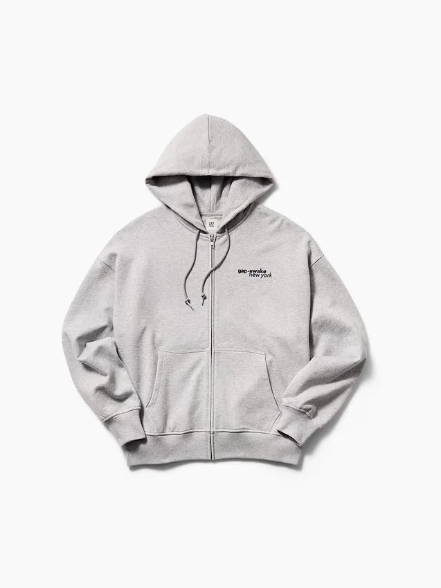 GAP × Awake Ny – těžká oversized mikina s kapucí a zipem s logem