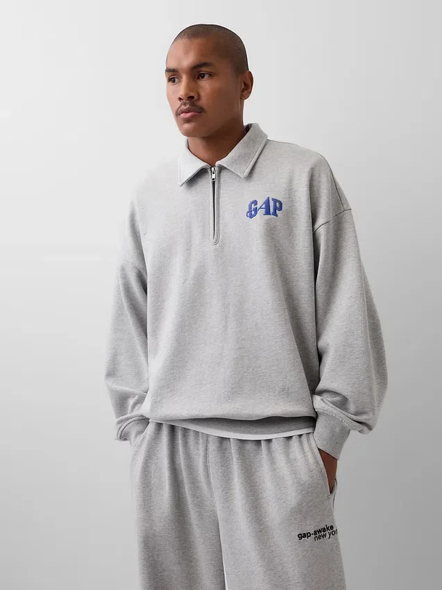 GAP × Awake Ny Těžký oversized pulovr s čtvrtinovým zipem