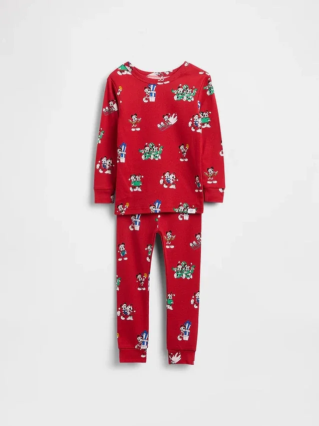 GAP × Disney Dětská a kojenecká sada pyžam z organické česané bavlny s vánočním motivem