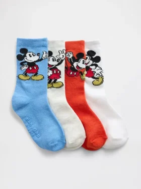 GAP × Disney – ponožky pro batolata s motivem Mickey Mouse (balení po 4 kusech)