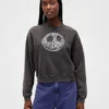 GAP × Disney Tim Burton: Noční můra před Vánocemi – těžká mikina s motivem lebky