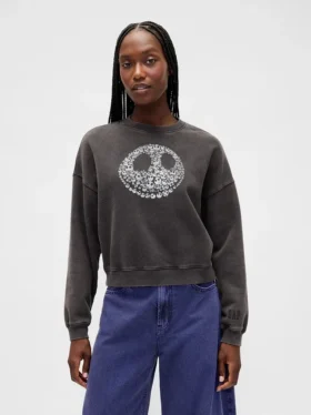 GAP × Disney Tim Burton: Noční můra před Vánocemi – těžká mikina s motivem lebky