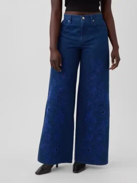 GAP × Hfr Nízko sedící extra volné džíny s květinovým vzorem od Atelier Ndigo