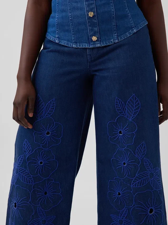 GAP × Hfr Nízko sedící extra volné džíny s květinovým vzorem od Atelier Ndigo