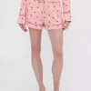 GAP × Summer Fridays Flanelové pyžamové šortky s motivem srdíček