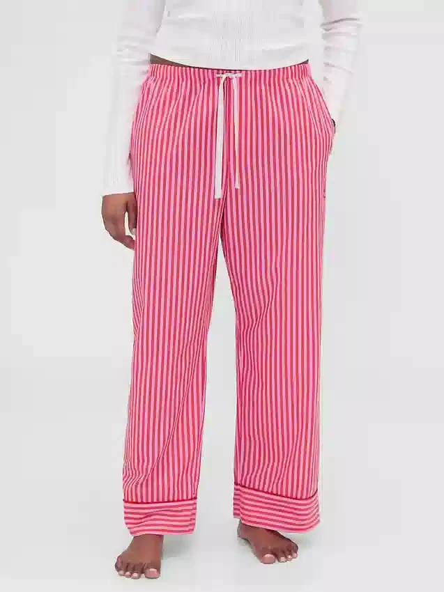 GAP × Summer Fridays Pyžamové kalhoty z popelínové tkaniny s pruhy v uvolněném střihu