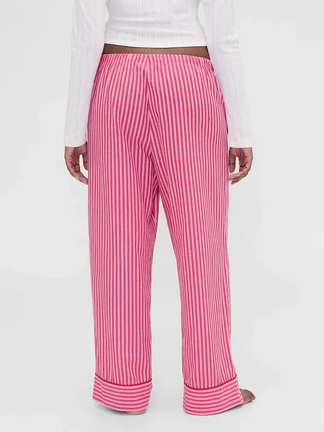 GAP × Summer Fridays Pyžamové kalhoty z popelínové tkaniny s pruhy v uvolněném střihu
