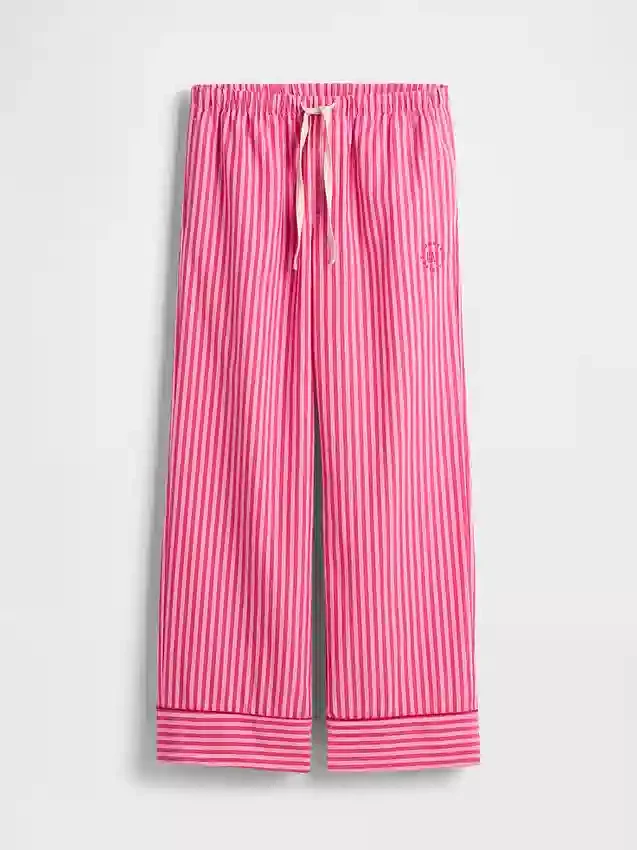 GAP × Summer Fridays Pyžamové kalhoty z popelínové tkaniny s pruhy v uvolněném střihu