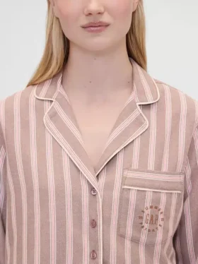 GAP × Summer Fridays Volná flanelová pruhovaná pyžamová košile