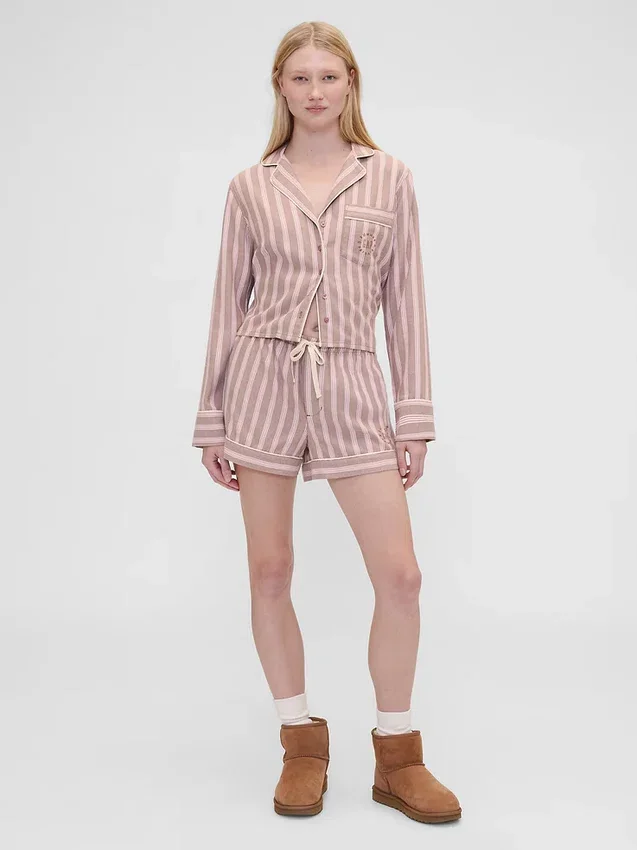 GAP × Summer Fridays Volná flanelová pruhovaná pyžamová košile