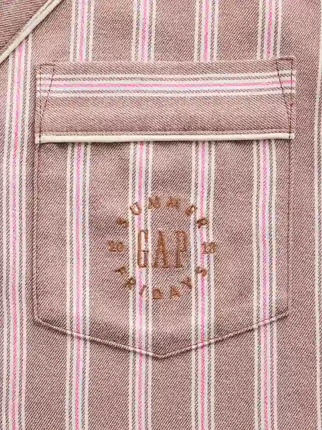 GAP × Summer Fridays Volná flanelová pruhovaná pyžamová košile