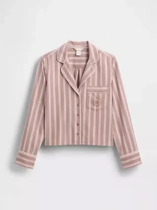 GAP × Summer Fridays Volná flanelová pruhovaná pyžamová košile