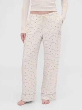 GAP × Summer Fridays Volné flanelové pyžamové kalhoty s tečkami