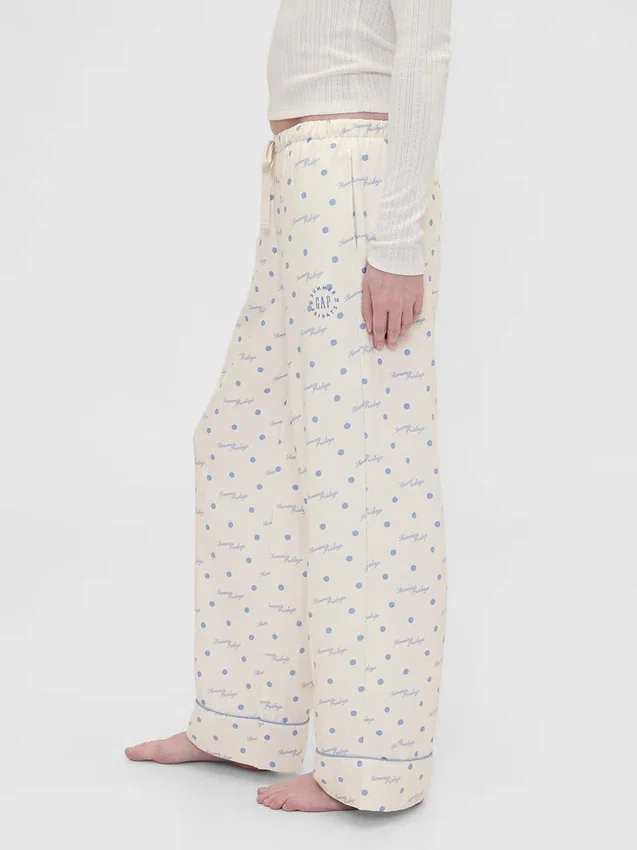 GAP × Summer Fridays Volné flanelové pyžamové kalhoty s tečkami