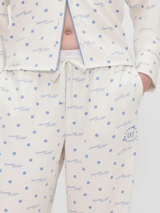 GAP × Summer Fridays Volné flanelové pyžamové kalhoty s tečkami