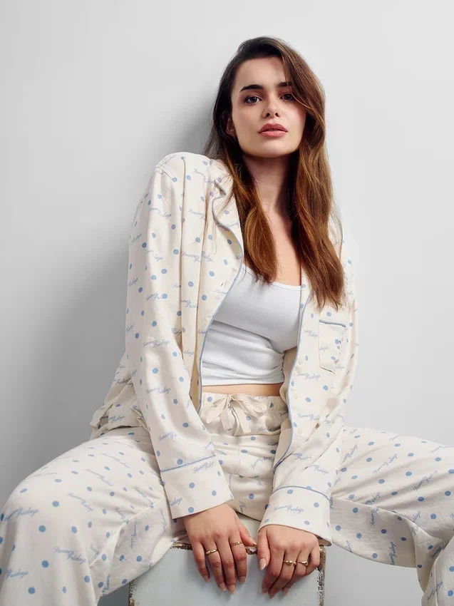 Gap × Summer Fridays Volná flanelová pyžamová košile s tečkami