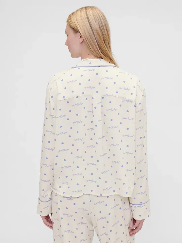 Gap × Summer Fridays Volná flanelová pyžamová košile s tečkami