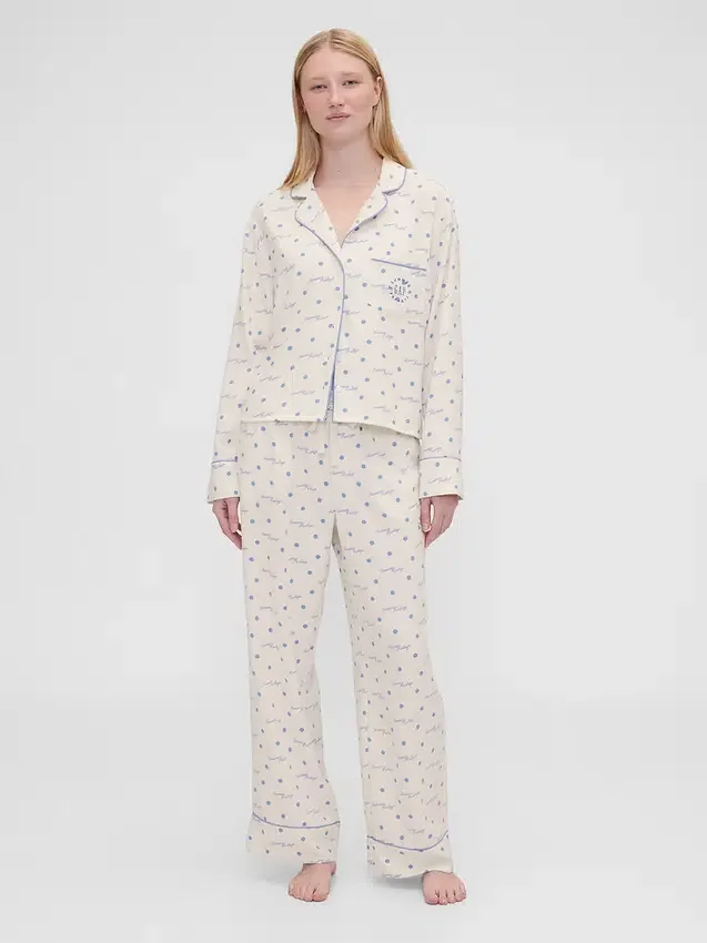 Gap × Summer Fridays Volná flanelová pyžamová košile s tečkami