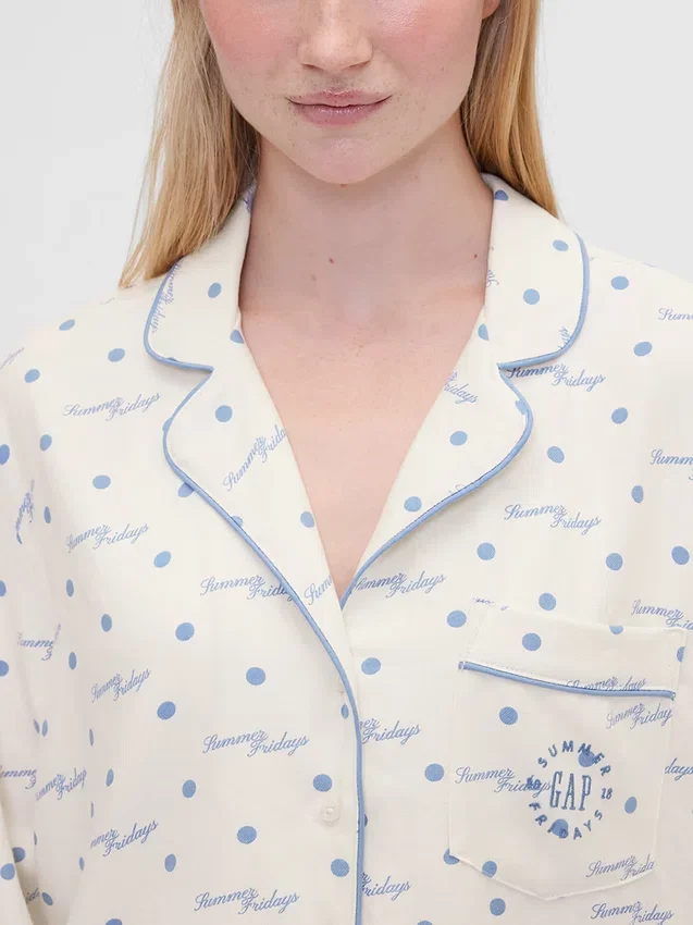 Gap × Summer Fridays Volná flanelová pyžamová košile s tečkami