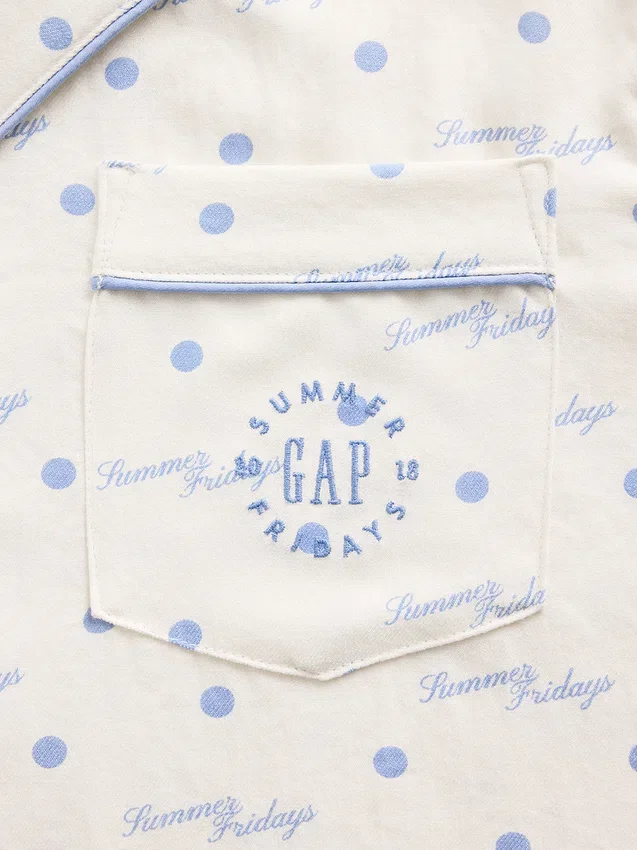 Gap × Summer Fridays Volná flanelová pyžamová košile s tečkami