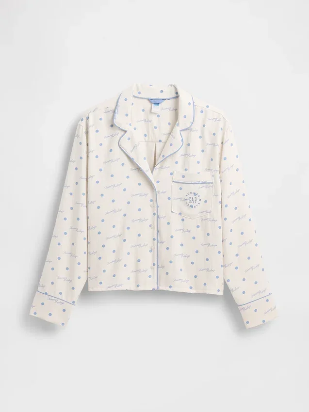 Gap × Summer Fridays Volná flanelová pyžamová košile s tečkami