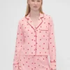 GAP × Summer Fridays Volná flanelová pyžamová košile se srdíčky