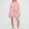 GAP × Summer Fridays Volná flanelová pyžamová košile se srdíčky